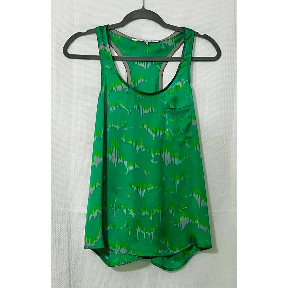 Collective Concepts Green Sleeveless Racerback Top w/Zipper Chain trim